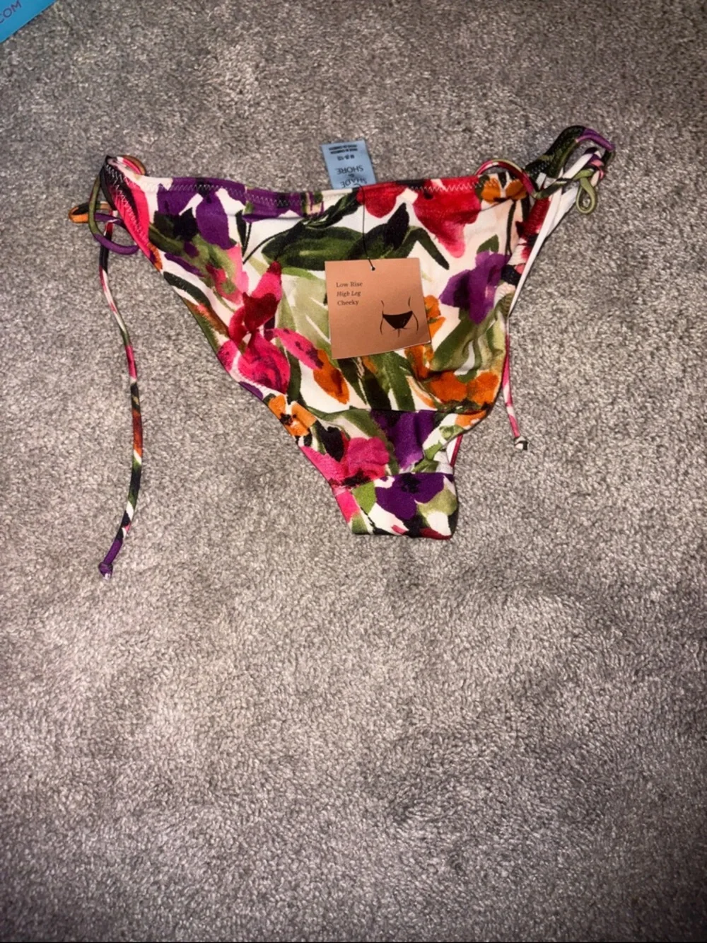 New Shade Shore low rise high thighs cheeky Floral Tie-Side Bikini Bottoms M